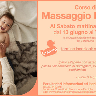 Sanremo: dal 24 settembre, al via Corso di massaggio infantile per neo mamme e papà