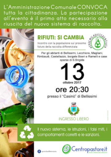 Bellissimi: venerdì sera un incontro per informare sulle corrette modalità di raccolta dei rifiuti Bellissimi: venerdì sera un incontro per informare sulle corrette modalità di raccolta dei rifiuti