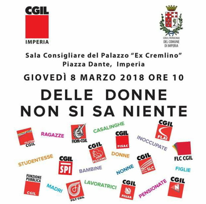 Imperia: mercoledì prossimo all'ex Cremlino il convegno 'Delle donne non si sa niente'