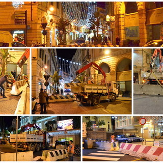 Sanremo: installati ieri sera i 'new jersey' a protezione delle zone più a rischio, chiuse via Matteotti e via Palazzo (Foto e Video)