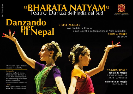 Sanremo: sabato al Centro Olistico 'Il Mandala' di via Roma 'Danzando per il Nepal' con il Teatro Danza dell'India del Sud Sanremo: sabato al Centro Olistico 'Il Mandala' di via Roma 'Danzando per il Nepal' con il Teatro Danza dell'India del Sud