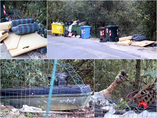 Sanremo: non conosce fine il degrado in via del Fonti a Bussana, rifiuti di ogni genere lasciati dai bidoni “superstiti” (Foto)