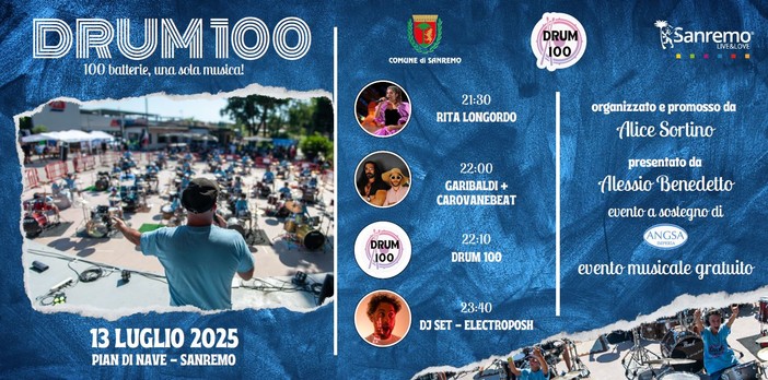 Sanremo pronta a vibrare: 100 batteristi insieme per un evento unico e solidale