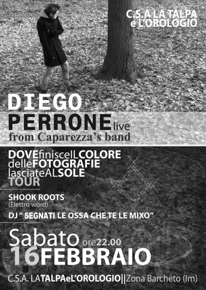 Imperia: sabato prossimo alla 'Talpa e l'Orologio' il concerto di Diego Perrone