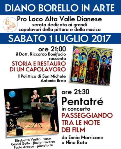 Diano Borello: Serata dedicata ai capolavori dell’arte e della musica organizzata dalla Pro Loco Alta Valle Dianese