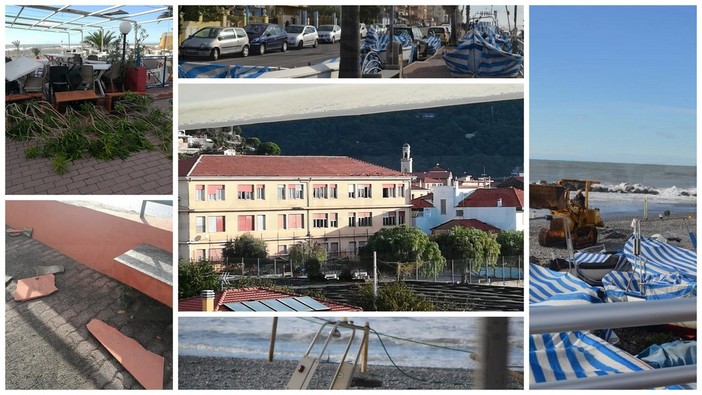 Ventimiglia: qualche danno al lungomare e sulle spiagge, tegole volate via alla scuola di Nervia (Foto)