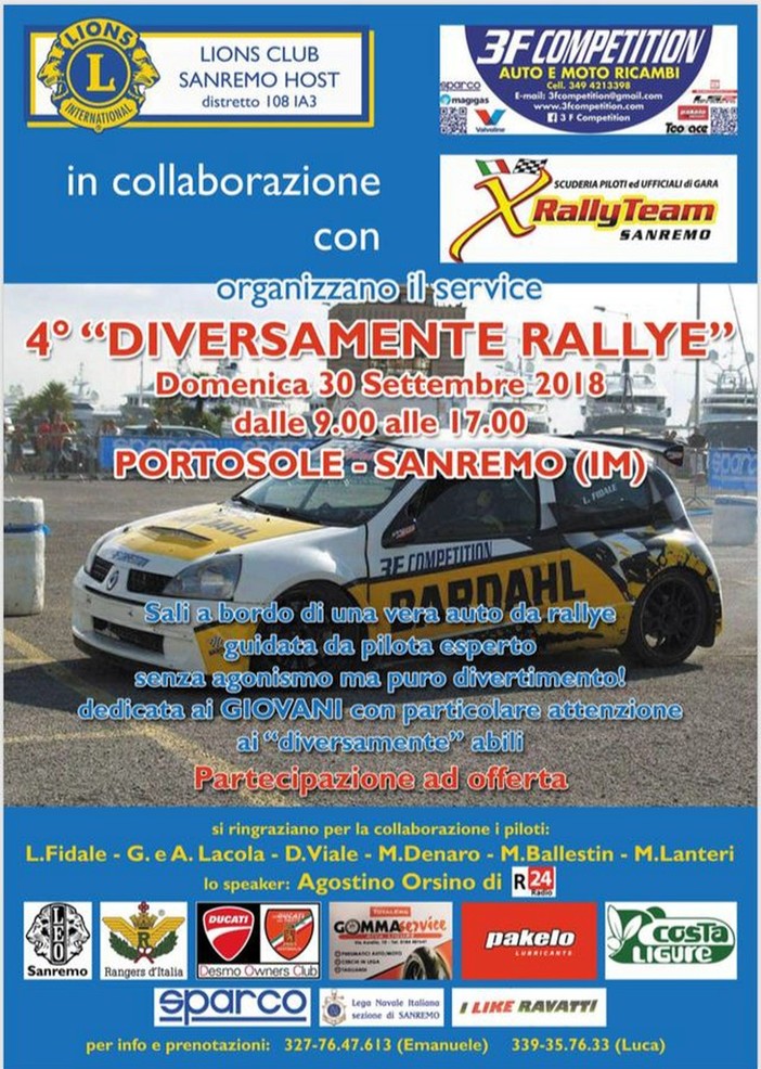Sanremo: domenia a Portosole la quarta edizione di “Diversamente Rally” (Video)