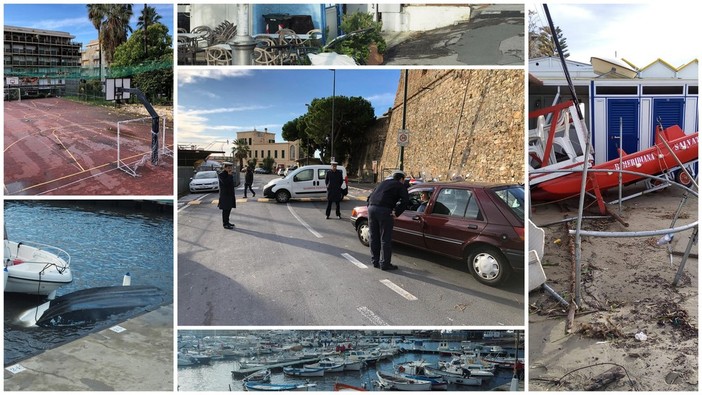 Sanremo: i danni della mareggiata e del vento al porto vecchio, problemi anche agli stabilimenti balneari (Foto e Video)