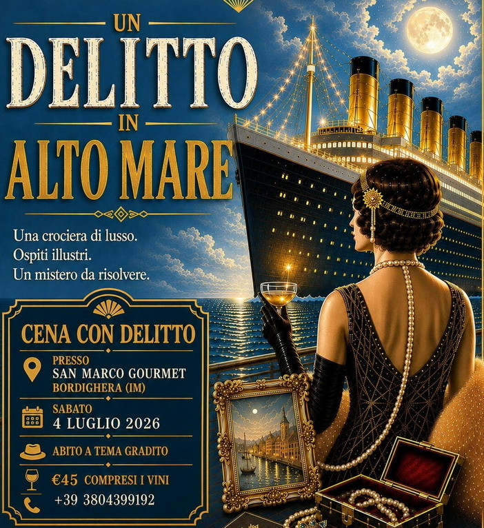 Cena con delitto e solidarietà a Bordighera: il 4 luglio al San Marco una serata per sostenere i progetti di NOI4YOU