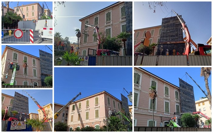Bordighera: iniziati i lavori di demolizione dell'hotel Savoy, la nostalgia dei residenti (Foto e Video)