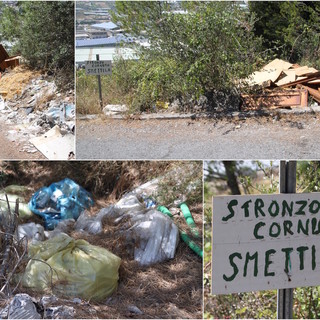 Sanremo: “Str... cornuto smettila”, in via Frantoi e Canai la protesta contro gli incivili che alimentano la discarica a cielo aperto (Foto)