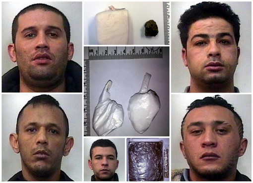 Gli arrestati e la droga sequestrata Gli arrestati e la droga sequestrata