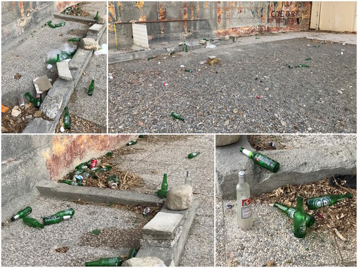 Sanremo: degrado, sporcizia e un mare di bottiglie in una spiaggia del lungomare Calvino (foto) Sanremo: degrado, sporcizia e un mare di bottiglie in una spiaggia del lungomare Calvino (foto)