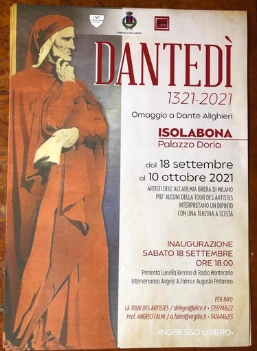 Isolabona: da domani al via 'Dantedì', la mostra che omaggia il sommo poeta Isolabona: da domani al via 'Dantedì', la mostra che omaggia il sommo poeta