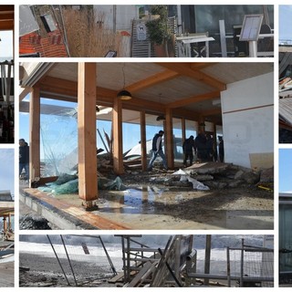 Bordighera: distrutti gli stabilimenti balneari 'Amarea' e Caranca, gravi danni al cantiere della nuova rotonda (Foto)