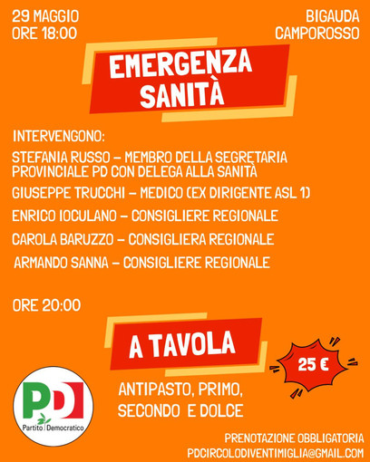 “Emergenza Sanità”, incontro pubblico del Partito Democratico.