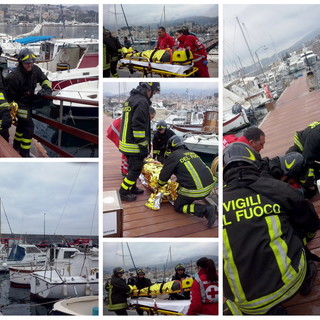 Sanremo: esercitazione sul porto vecchio, simulato l'incendio ad una imbarcazione con un ferito