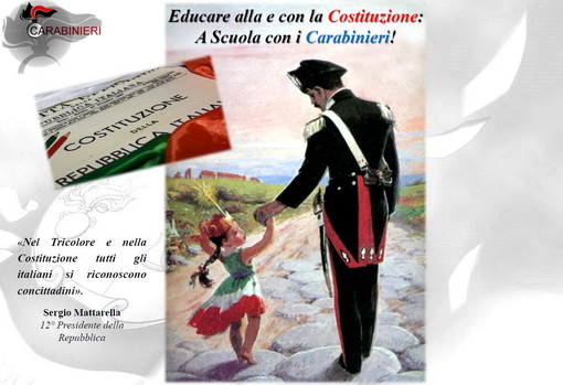 Imperia: al via il nuovo progetto dell’Arma dei Carabinieri nelle scuole “Educare alla e con la Costituzione”