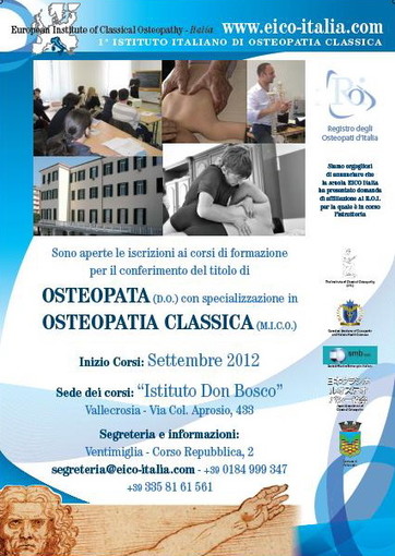 Osteopatia in provincia di Imperia: riconosciuta all'Eico Italia la certificazione ISO 9001:2001
