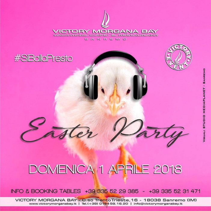 Sanremo: domenica prossima al ‘Victory Morgana’ di Sanremo, appuntamento con ‘#EasterParty!’ Sanremo: domenica prossima al ‘Victory Morgana’ di Sanremo, appuntamento con ‘#EasterParty!’