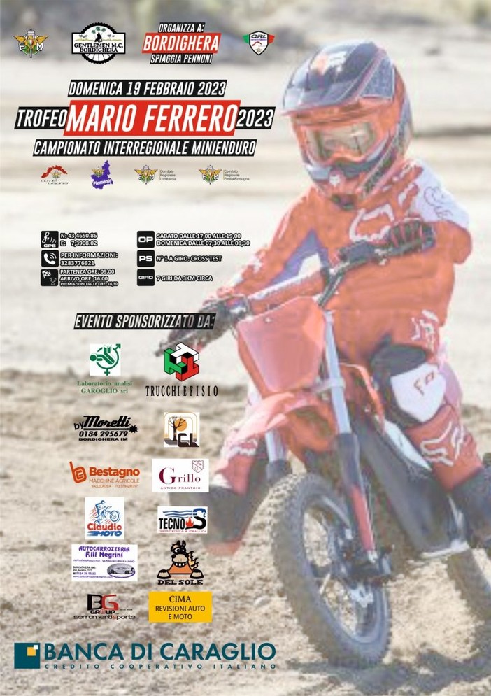 Sport, a febbraio Bordighera ospita una manifestazione di enduro-cross