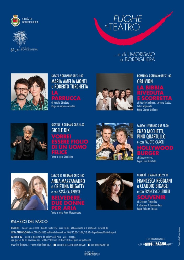 “Fughe di Teatro” a Bordighera: dopo lo show degli Oblivion attesa per lo spettacolo di Gioele Dix
