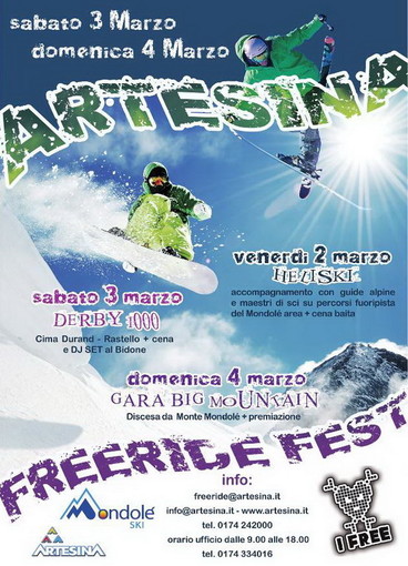 Artesina: da venerdì a domenica sulle nevi del Mondolè Ski sbarca il 'Freeride Fest' Artesina: da venerdì a domenica sulle nevi del Mondolè Ski sbarca il 'Freeride Fest'
