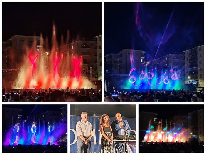 Mix di acqua, musica, luci, fuoco e laser: le Fontane Danzanti animano Vallecrosia al Mare (Foto e video)