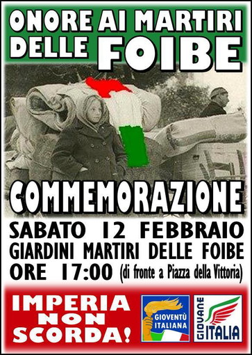 Imperia: sabato la commemorazione per i martiri delle Foibe