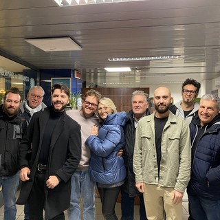 Lo staff del FantaSanremo durante il sopralluogo al Palafiori