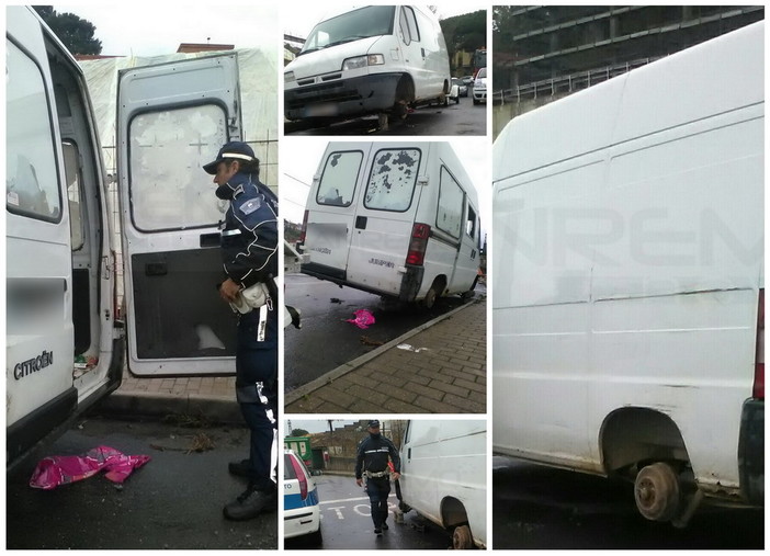 Sanremo: paura in Valle Armea per un furgone francese abbandonato, era forse usato per i furti di verde (Foto)