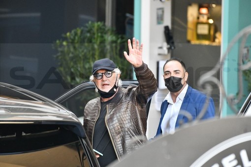 Sanremo: Flavio Briatore ospite oggi di Lucio Presta all'hotel Globo, nel pomeriggio è rientrato a Montecarlo (Foto)