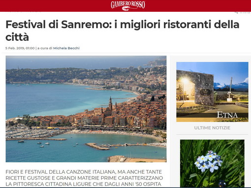 Sanremo nuovamente scambiata per Mentone: errore del 'Gambero Rosso' per la solita foto panoramica Sanremo nuovamente scambiata per Mentone: errore del 'Gambero Rosso' per la solita foto panoramica