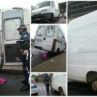 Sanremo: paura in Valle Armea per un furgone francese abbandonato, era forse usato per i furti di verde (Foto)