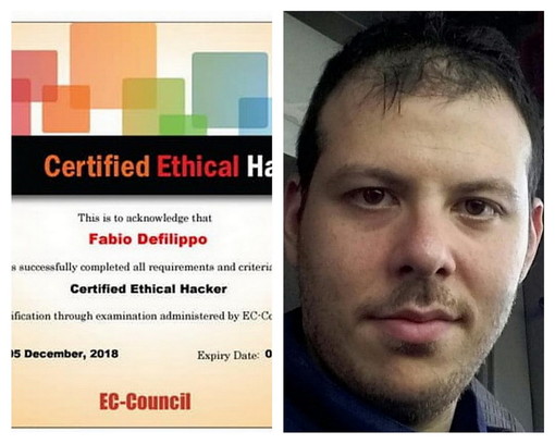 Il sanremese Fabio Defilippo ha ricevuto dagli Stati Uniti il certificato di ‘Ethical hacker’ dall’Ec Council