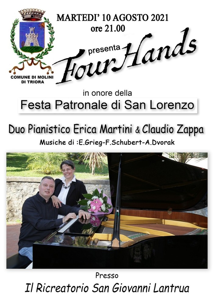 Molini di Triora: per la notte di San Lorenzo appuntamento con il concerto “FourHands...sotto le stelle” Molini di Triora: per la notte di San Lorenzo appuntamento con il concerto “FourHands...sotto le stelle”