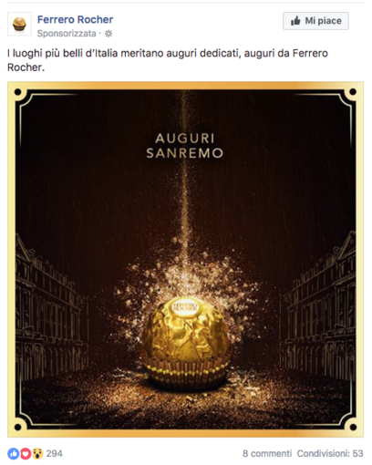 C'è anche Sanremo tra i luoghi più belli d'Italia selezionati per la campagna pubblicitaria social con i Ferrero Rocher C'è anche Sanremo tra i luoghi più belli d'Italia selezionati per la campagna pubblicitaria social con i Ferrero Rocher