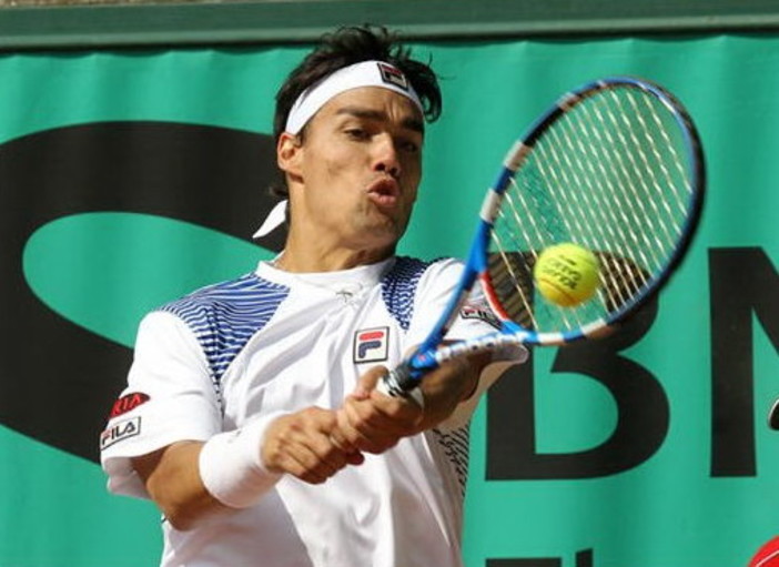 Nella foto Fabio Fognini in azione: il tennista imperiese oggi pomeriggio a Monaco di Baviera deve superare l'ostacolo Kovalik per accedere alla semifinale del torneo
