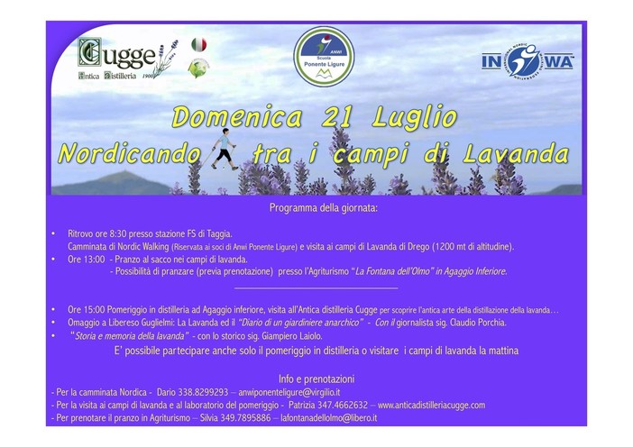 Valle Argentina: domenica 21 luglio torna la FESTA DELLA LAVANDA presso l’Antica Distilleria Cugge di Agaggio Inferiore