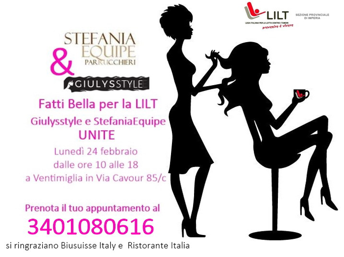 Ventimiglia: iniziativa di due coiffeur ventimigliesi, lunedì prossimo 'Fatti bella per la Lilt' Ventimiglia: iniziativa di due coiffeur ventimigliesi, lunedì prossimo 'Fatti bella per la Lilt'