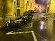 Sanremo: folata di vento in corso Inglesi, abbattuti scooter e moto parcheggiati vicino al Casinò (Foto)