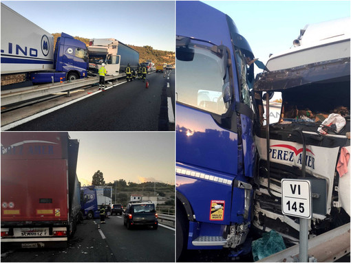 L'incidente sulla A10 tra Sanremo e Bordighera L'incidente sulla A10 tra Sanremo e Bordighera