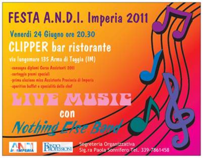 Venerdì prossimo 'Festa dell’ANDI Imperia' e serata goliardica per Dentisti, Assistenti e Odontotecnici Venerdì prossimo 'Festa dell’ANDI Imperia' e serata goliardica per Dentisti, Assistenti e Odontotecnici