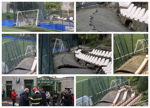 Ospedaletti: una settimana a casa per gli studenti del plesso scolastico evacuato stamani per una frana (Foto e Video)