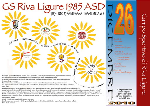 Nel giorno di Santo Stefano la Festa dei 25 anni del Gs Riva Ligure