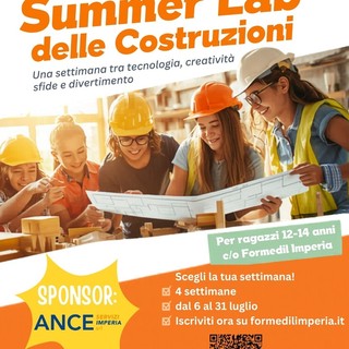 Formedil Imperia lancia il “Summer Lab delle Costruzioni”: tecnologia, creatività, sicurezza e divertimento per ragazzi dai 12 ai 14 anni Formedil Imperia lancia il “Summer Lab delle Costruzioni”: tecnologia, creatività, sicurezza e divertimento per ragazzi dai 12 ai 14 anni