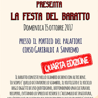 Sanremo: domenica pomeriggio torna l'appuntamento con la Festa del Baratto organizzata da Sanremo Sostenibile Sanremo: domenica pomeriggio torna l'appuntamento con la Festa del Baratto organizzata da Sanremo Sostenibile