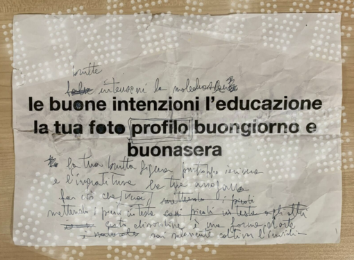 Il foglio originale scritto da Morgan a Sanremo