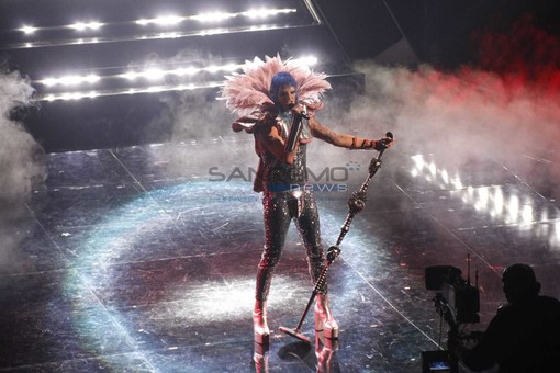 Achille Lauro sul palco dell'Ariston