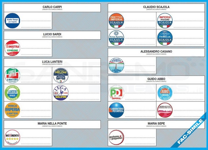 Il Fac-Simile della scheda elettorale di Imperia Il Fac-Simile della scheda elettorale di Imperia